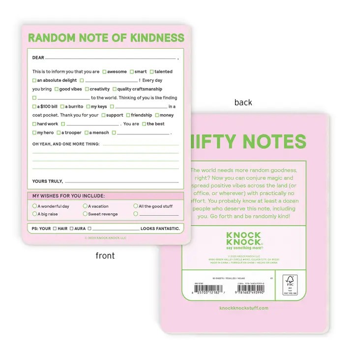 Knock Knock Random Note of Kindness Nifty Notepad