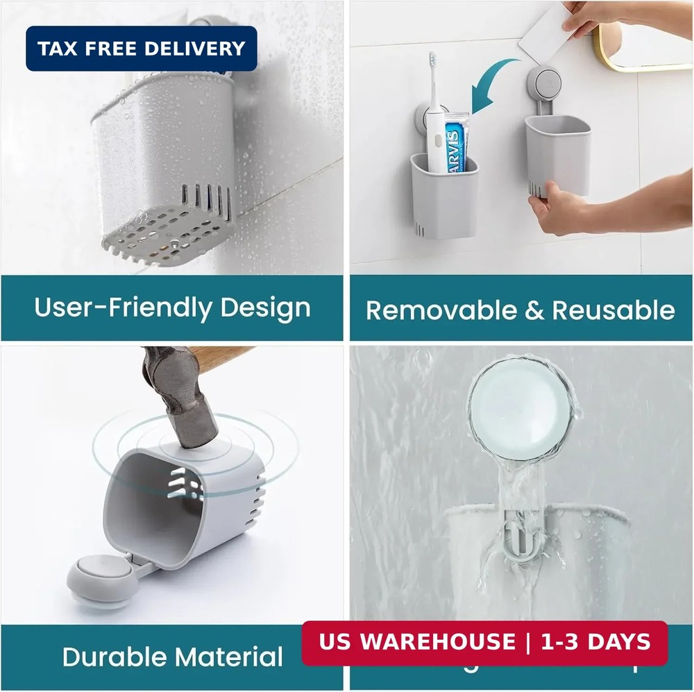 TAILI Suction Toothbrush Holder, Powerful Toothpaste Toothbrush Suction Cup, Sel
