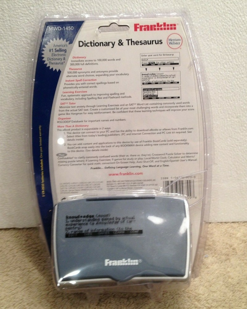 2002 Franklin Dictionary  and Thesaurus MWD-1450