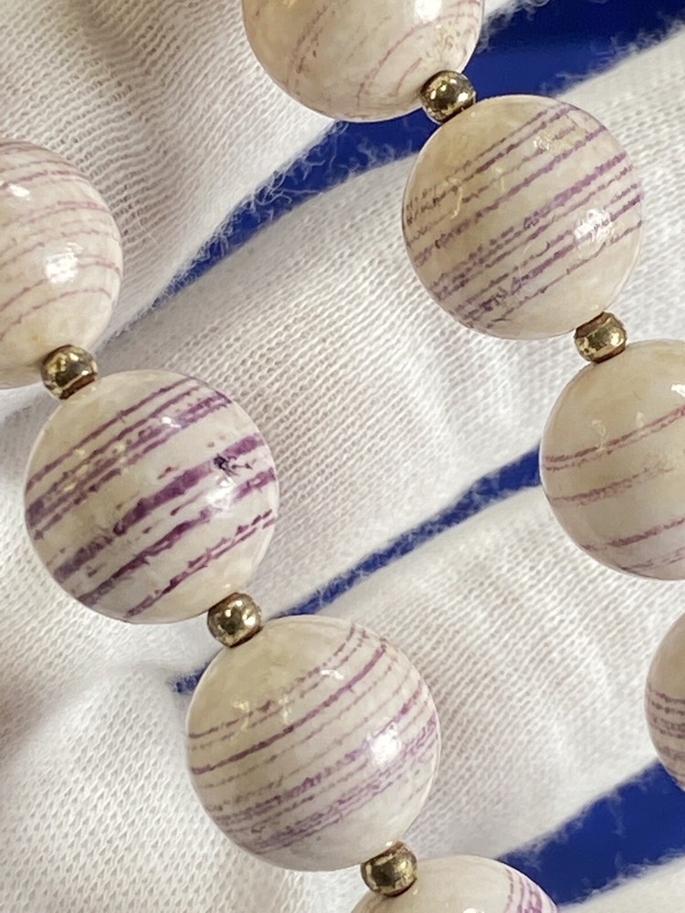 Vtg Purple Stripe Beaded Spring Wrap Bracelet Unsigned