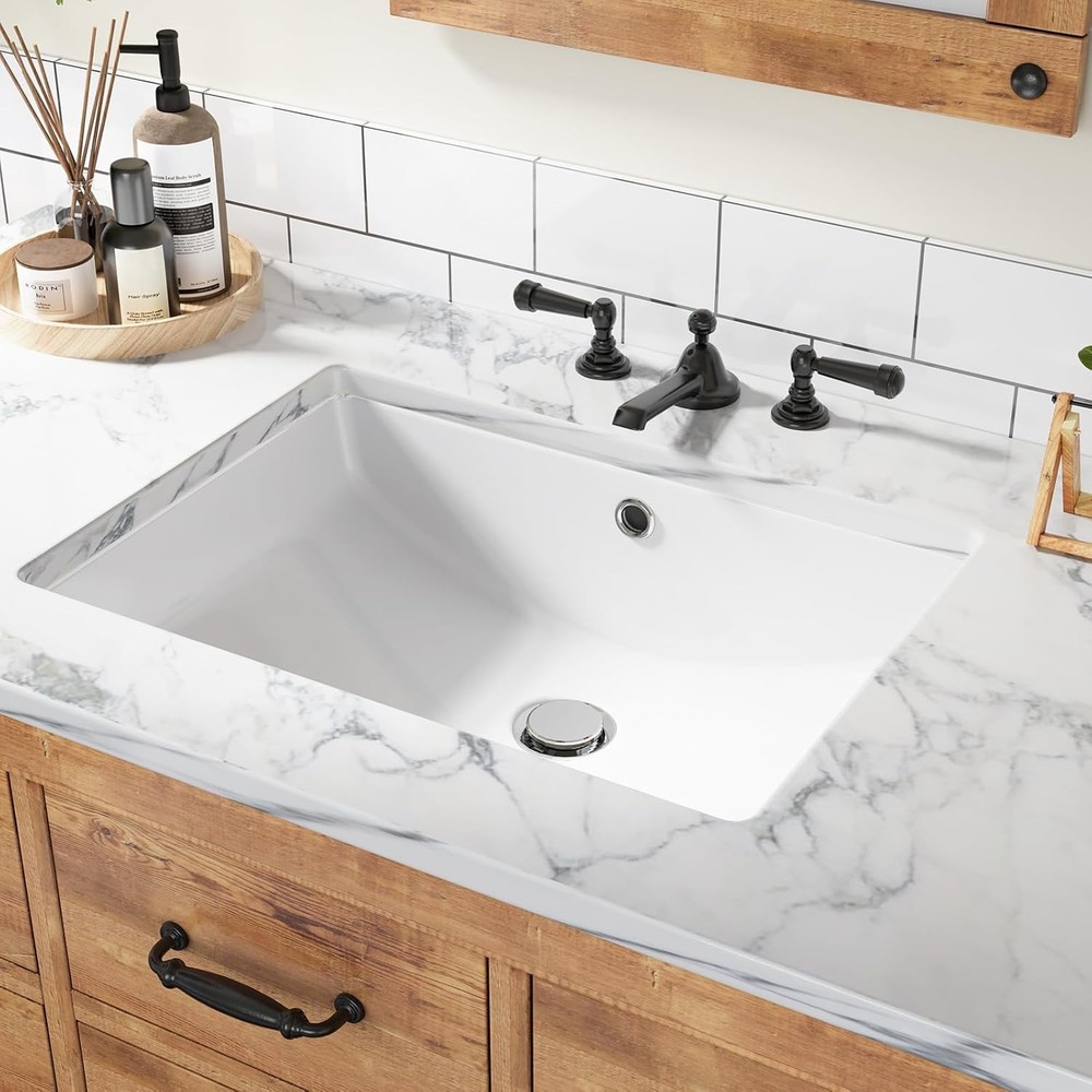 22"x16" Rectangle Undermount Bathroom Sink Ceramic Lavatory Vessel Vanity Basin