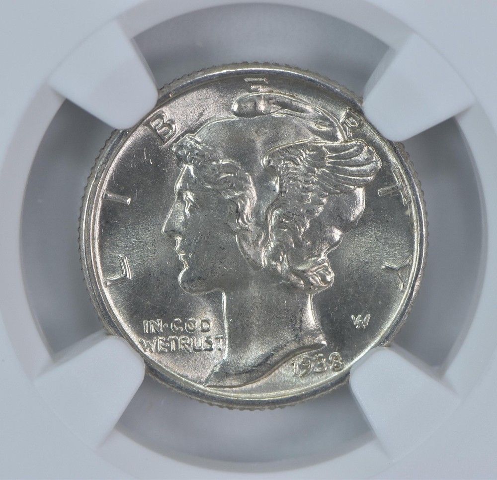 1938 Mercury Dime MS64 FB NGC Brown Label