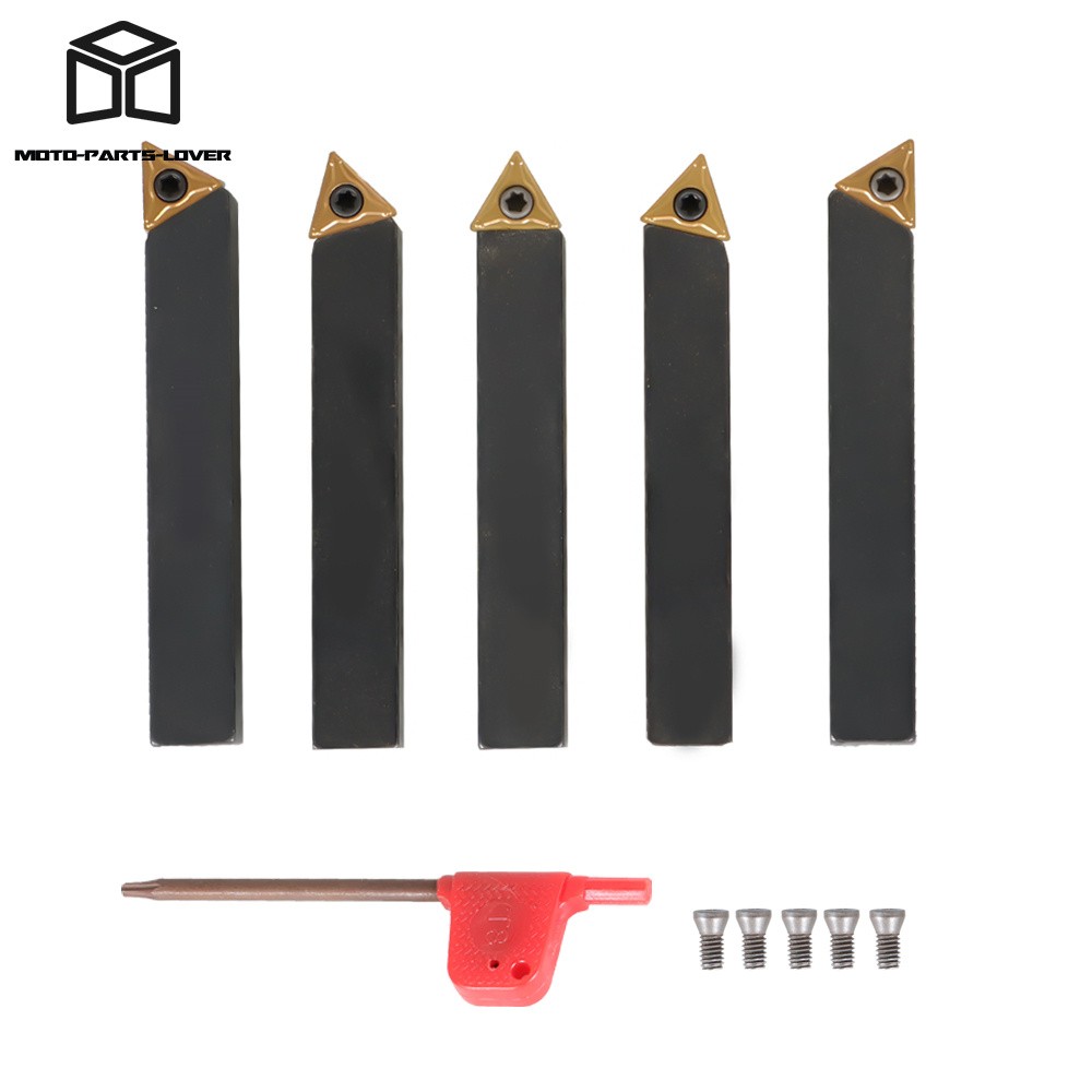 5 pcs 3/8" Carbide Indexable Turning Tool Bit With Carbide Inserts For Lathe