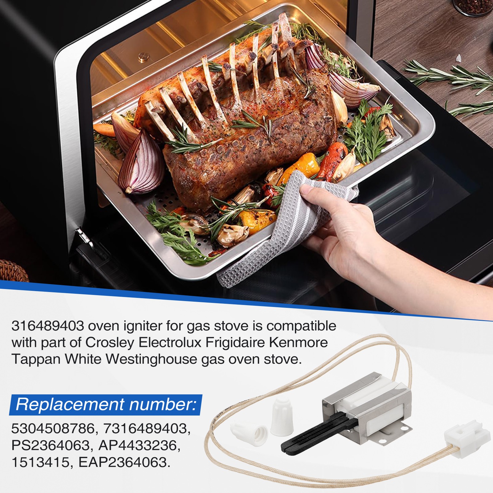 Exact Replacement Range Oven Gas Igniter 316489403 for Electrolux Frigidaire New