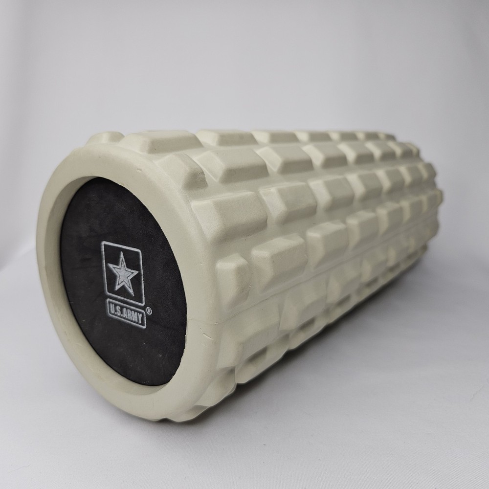 12" U.S. Army Massage Grid Foam Roller Solid Core Official Licensed 5.5" Beige