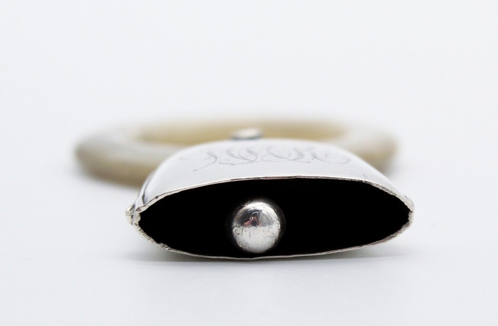 Webster Vintage Sterling Silver 925 Teething Ring Rattle Bell Monogrammed