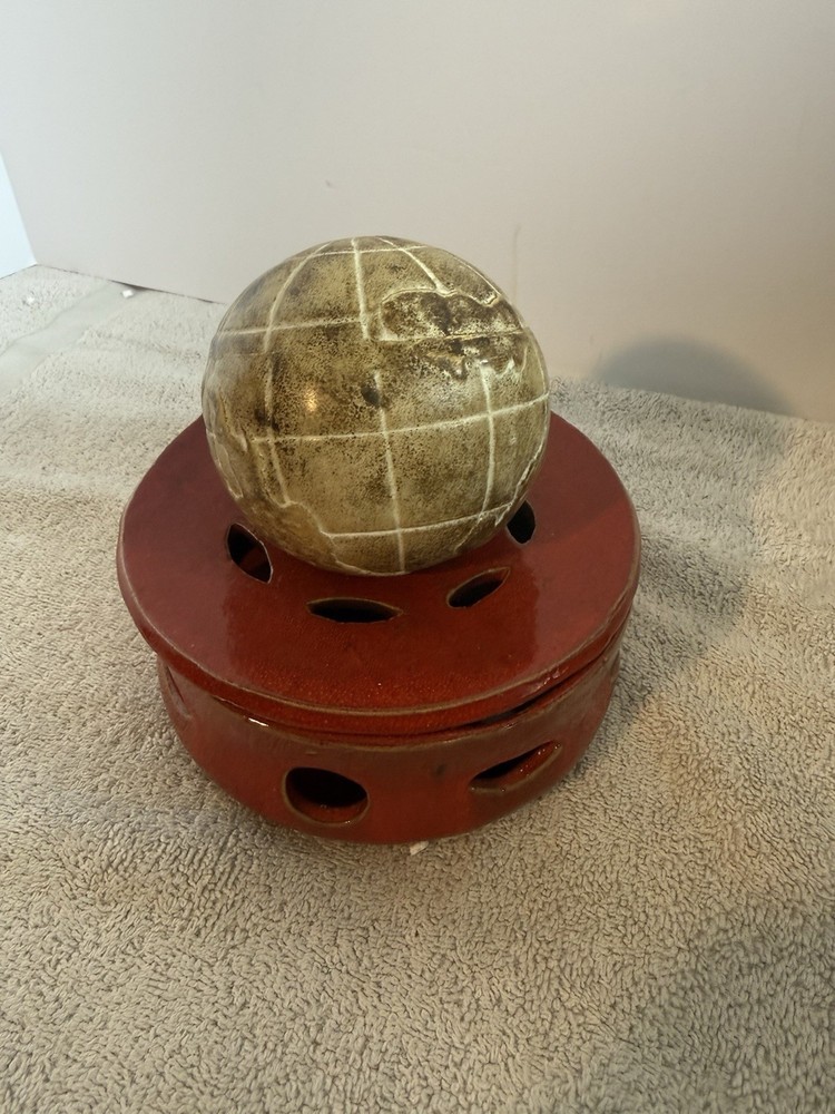 Vintage Gerlinde Parent Ceramic Red Incense Burner with Globe Top
