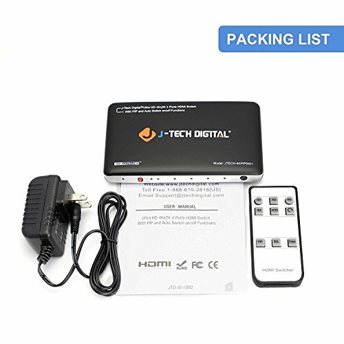HDMI SWITCH Digital with PIP IR HDCP1.4 Wireless Remote Control 4-Port J-TECH