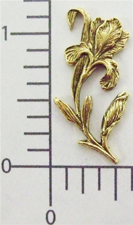 30293           Brass Oxidized Victorian Iris Jewelry Finding