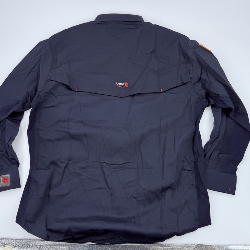 Ariat Work FR Solid Venttek LS Work Shirt Men's XL Navy Unit Drilling Company