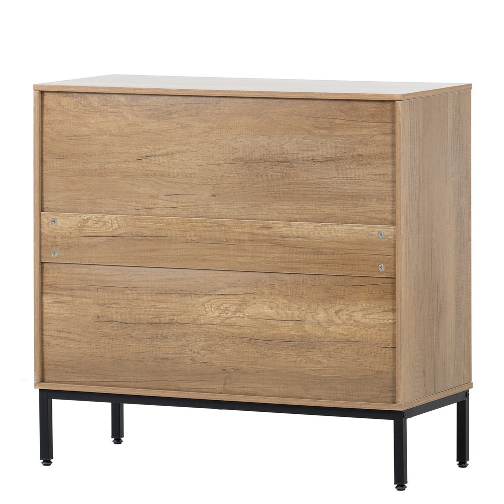 Set of 2 Rattan Storage Cabinet Kitchen Sideboard Buffet Cupboard Console Table