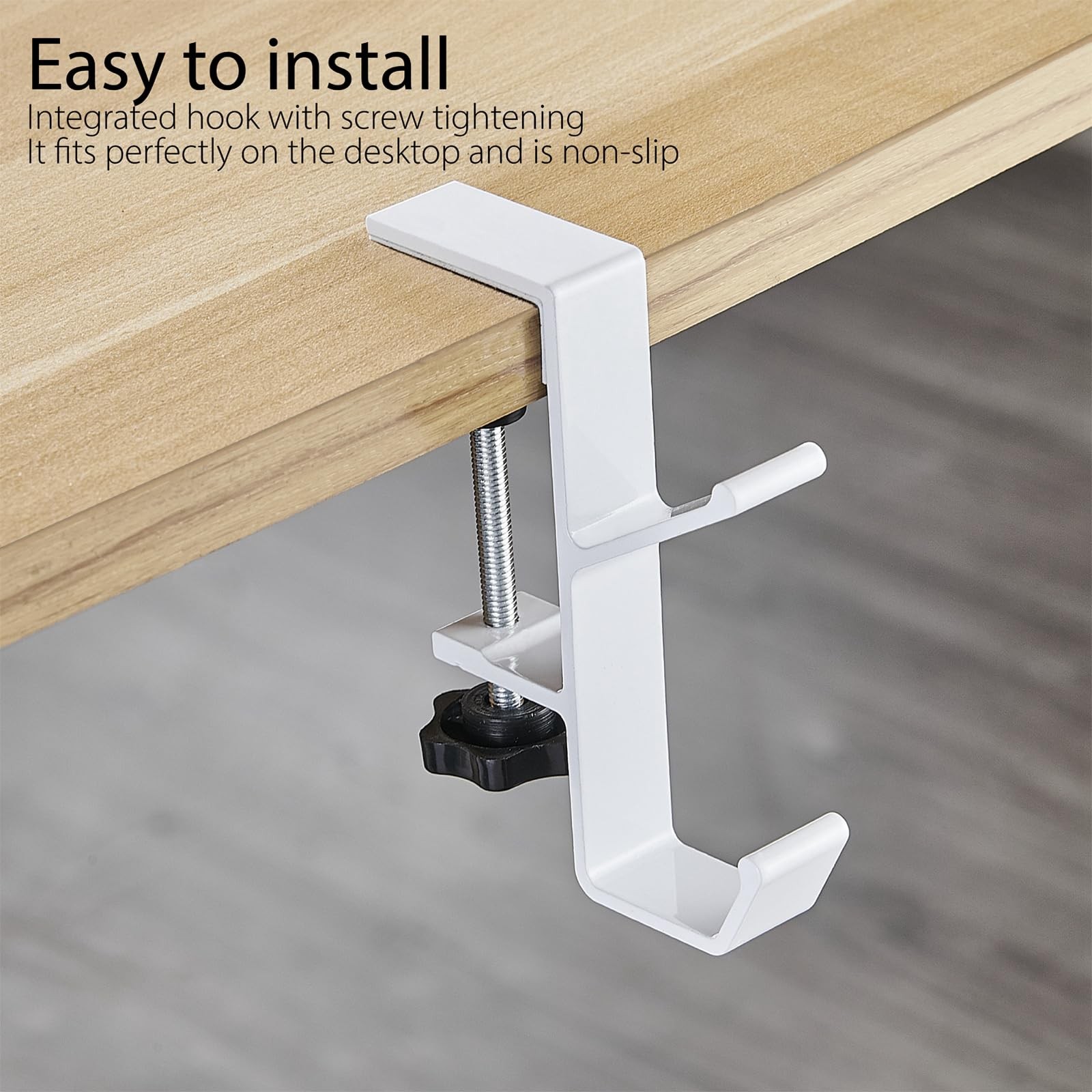 Ctgsas Adjustable Hook for L Shaped Gaming Desk, Under Onesize, White