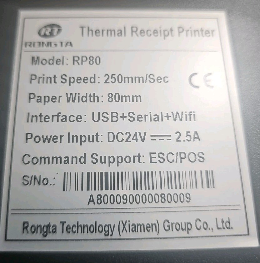 Rongta POS Printer, 80mm USB Thermal Receipt Printer, Restaurant Kitchen Printer