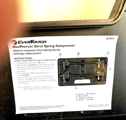 EverTough 67051 MacPherson Strut Spring Compressor With Plastic Case
