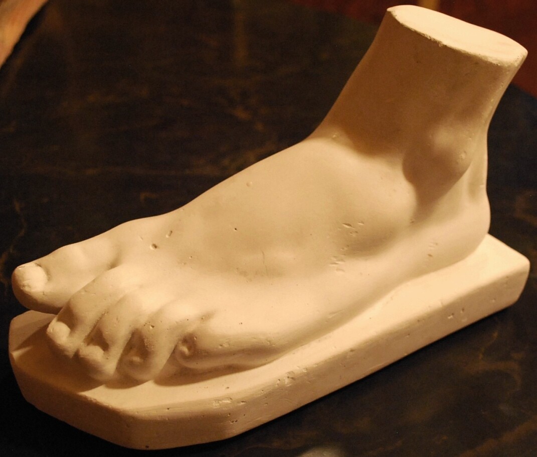 Antique Life Sized MALE HUMAN FOOT PLASTER CAST SCULPTURE 1920s European Art 10"