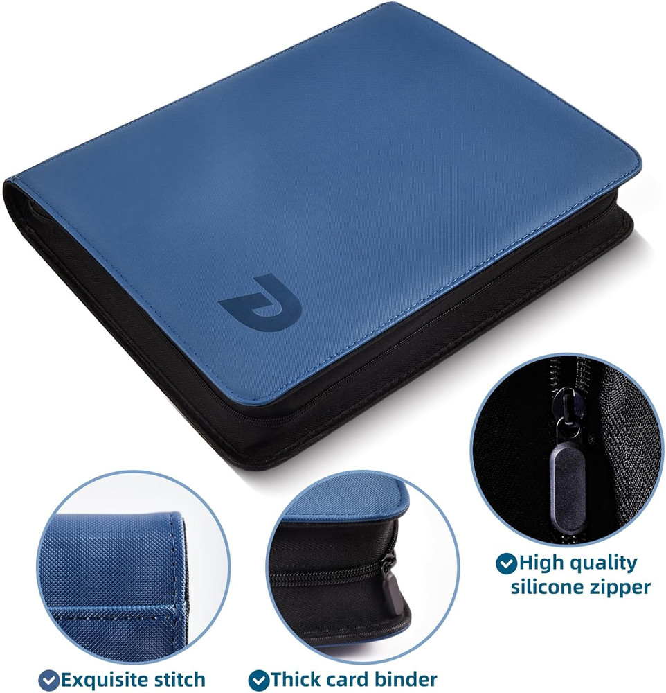 9 Pocket Top Loader Binder for 324 Cards, 18 Double-Sided Pages (Blue)