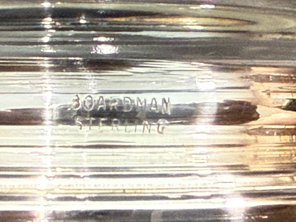 Boardman Sterling Silver Base Etching Crystal Bowl, 4 3/4" Diameter, 2 1/2" High