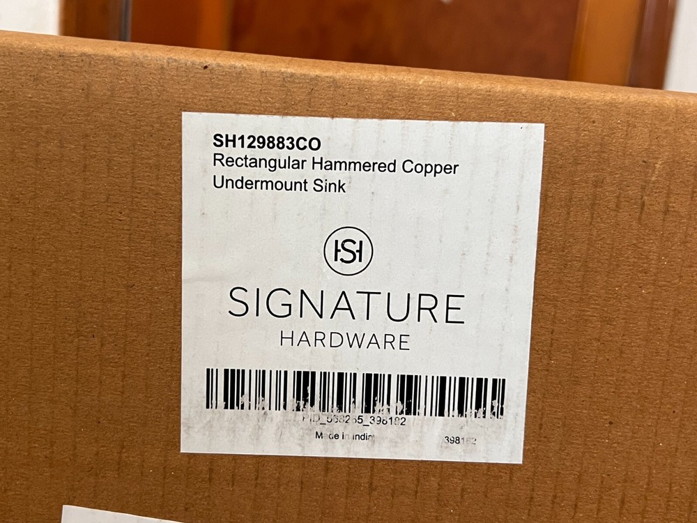 Signature Hardware 419413 20" Copper Rectangular Undermount Bathroom Sink