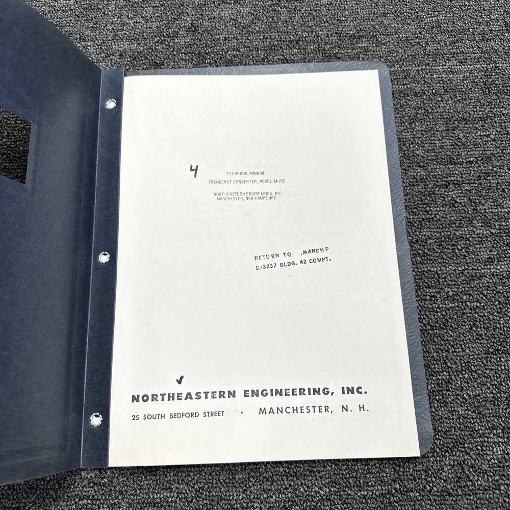 Northeastern Engineering Model 14-21C Frequency Converter Technical Manual