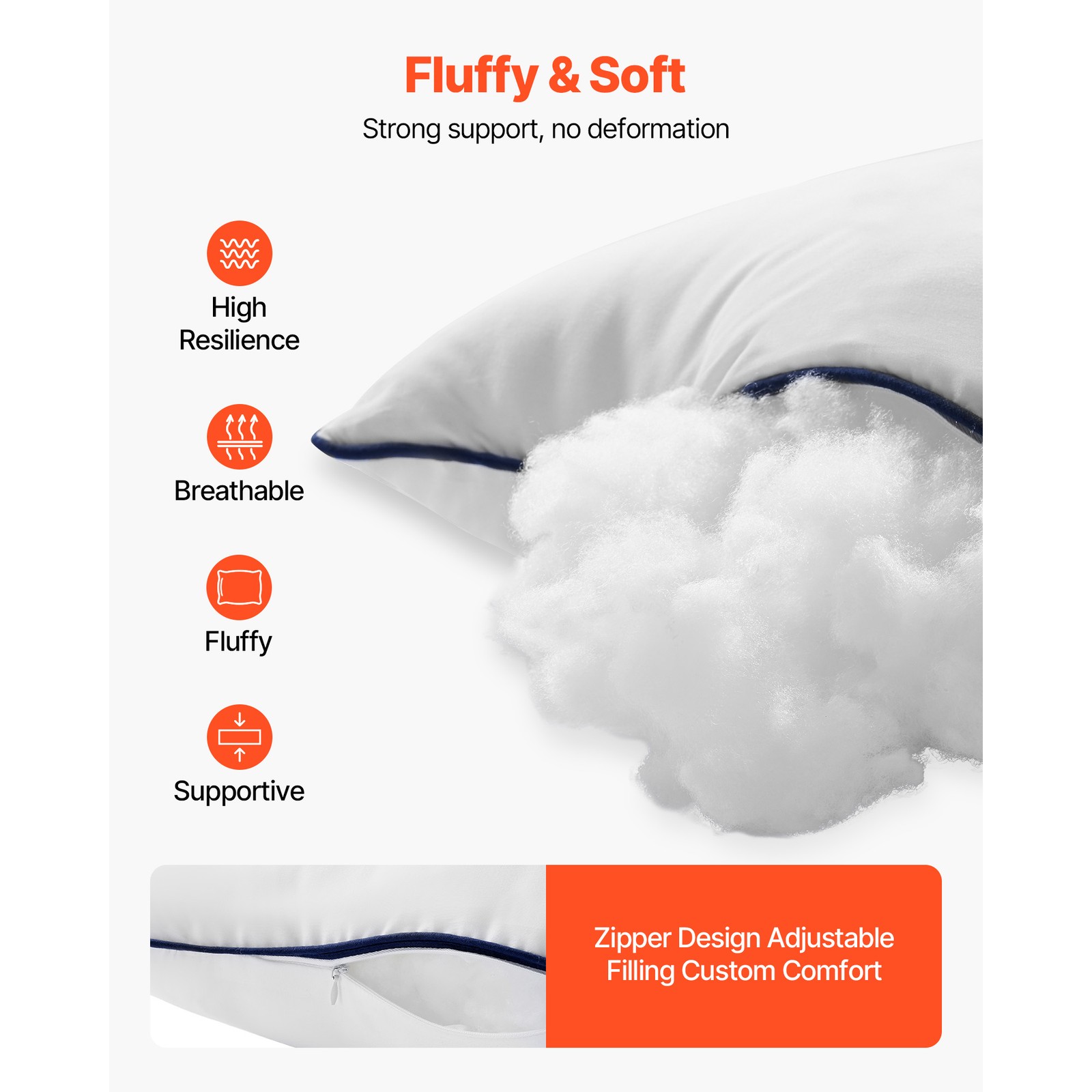 18 x 18 in Throw Pillow Inserts Pack of 2 White Down Alternative Pillows Square