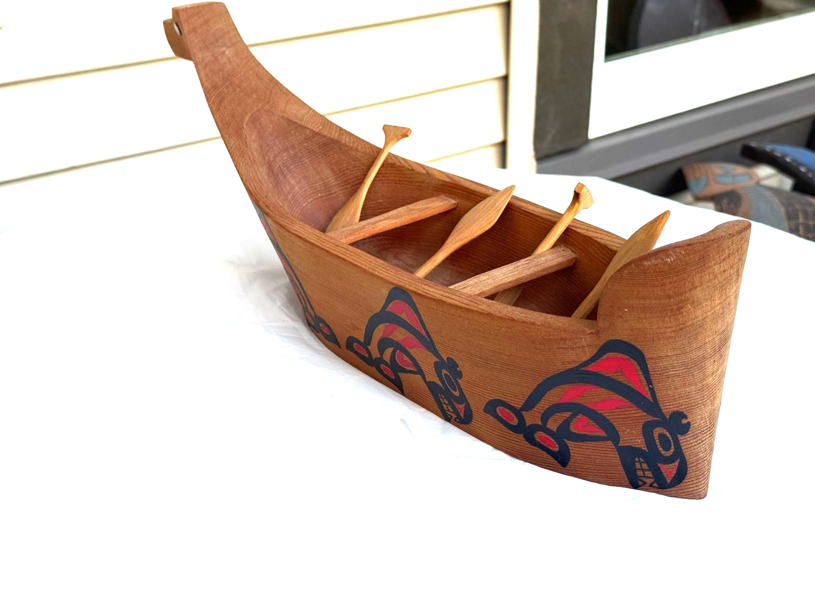 Northwest Coast Native Art Large Killerwhale Canoe Journey sculpture carving