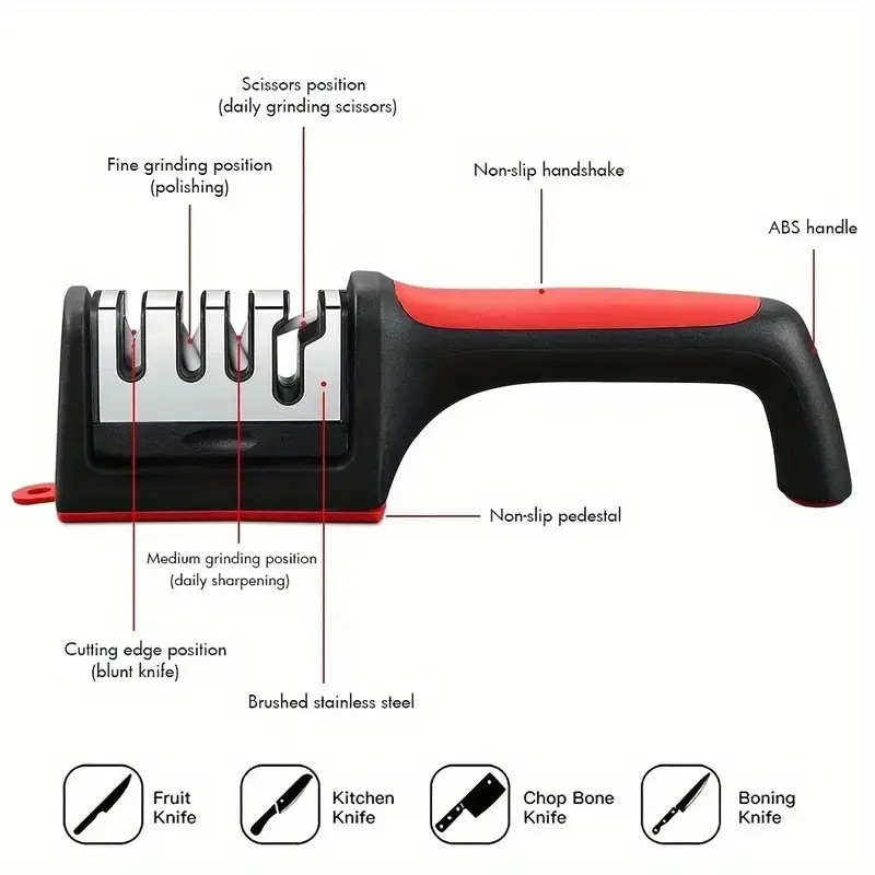 4 Stage Knife Sharpener Professional Ceramic Tungsten Kitchen Sharpening System