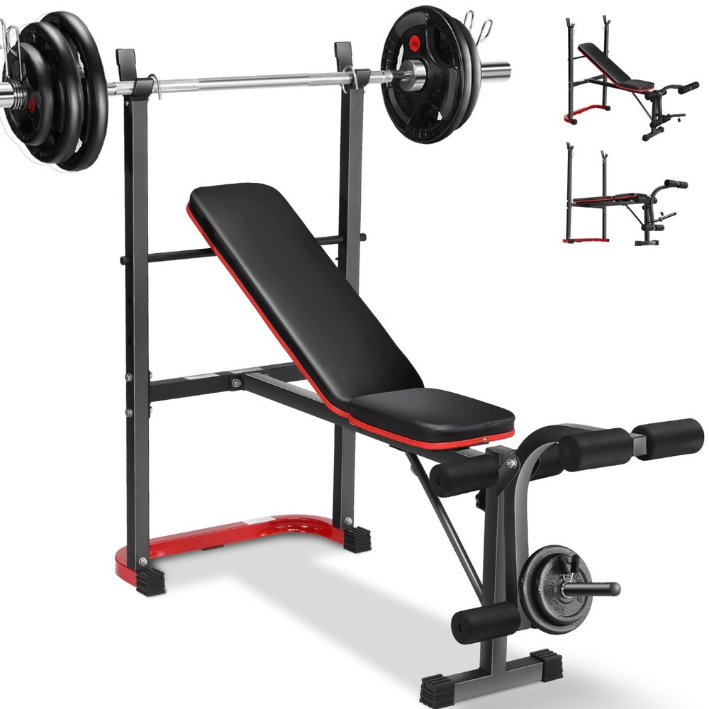 660LBS 8 in 1 Weight Bench Set Adjustable Bench Press with Squat Rack Training🔥
