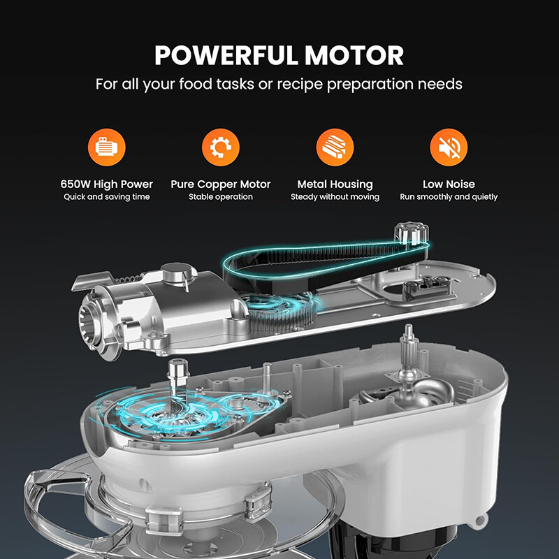 3In1 Food Stand Mixer Stainless Steel Bowl Meat Grinder Blender 6QT 6 Speed