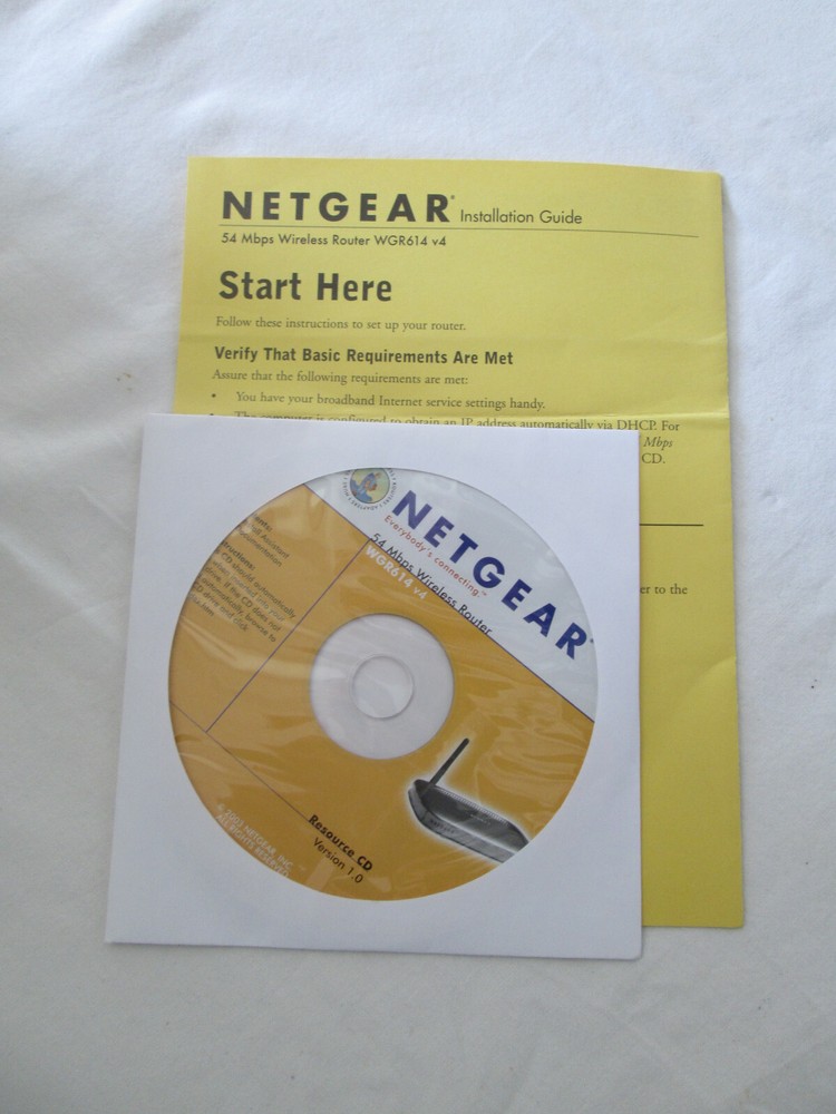 Netgear WGR614 v4 Wireless Router Installation/Setup CD & Installation Guide