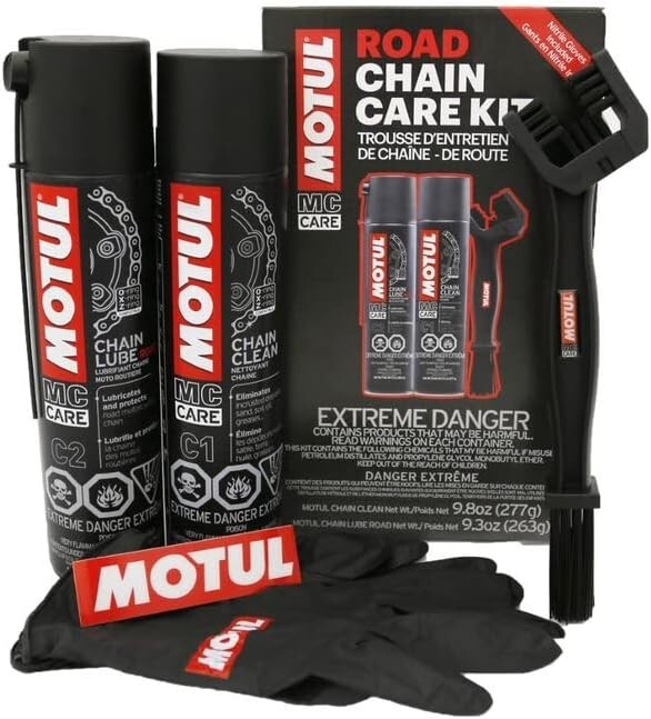 MOTUL 109767 Motorcycle Chain Clean Lube Kit C1 C2 Complete MC Care System Road