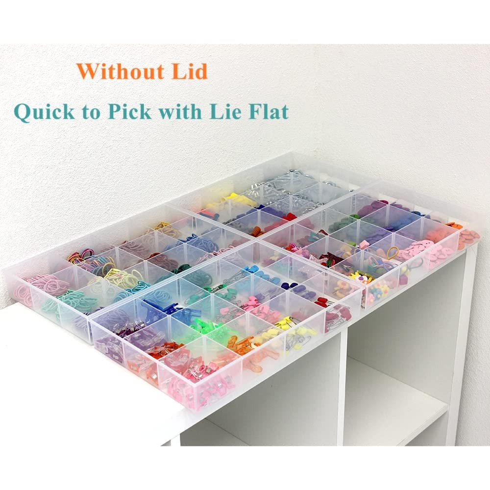 2 Pack Fixed 12 Grids Clear Plastic Organizer Sorting Tray and Transparent St...