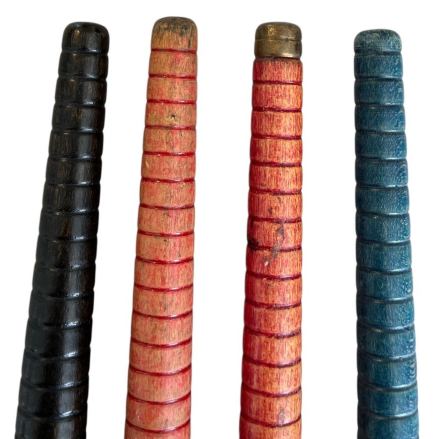 4 Vtg Wooden Textile Mill Thread Bobbins Spindle Multiple Colors Farmhouse Decor