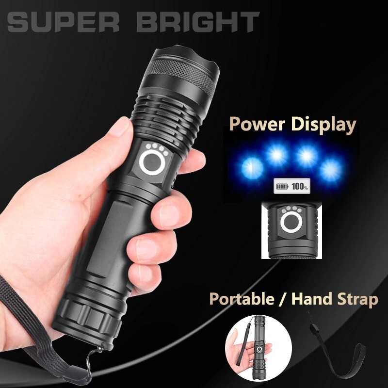 Super-Bright 90000LM LED Tactical Flashlight With Rechargeable Battery