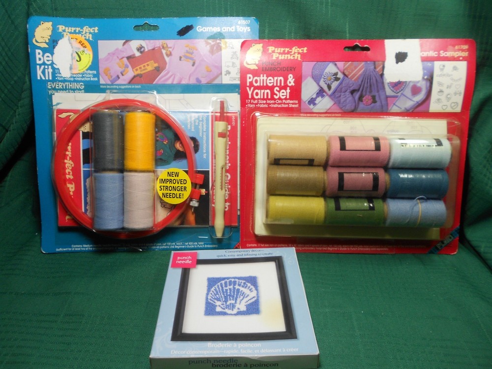 Purr-fect Embroidery Punch Starter Tool Set Kit Plus Sampler Shell