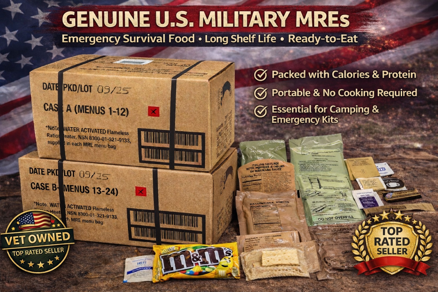 2 Pack MRE Emergency Ready To Eat Meals – Storm & Power Outage Food USA