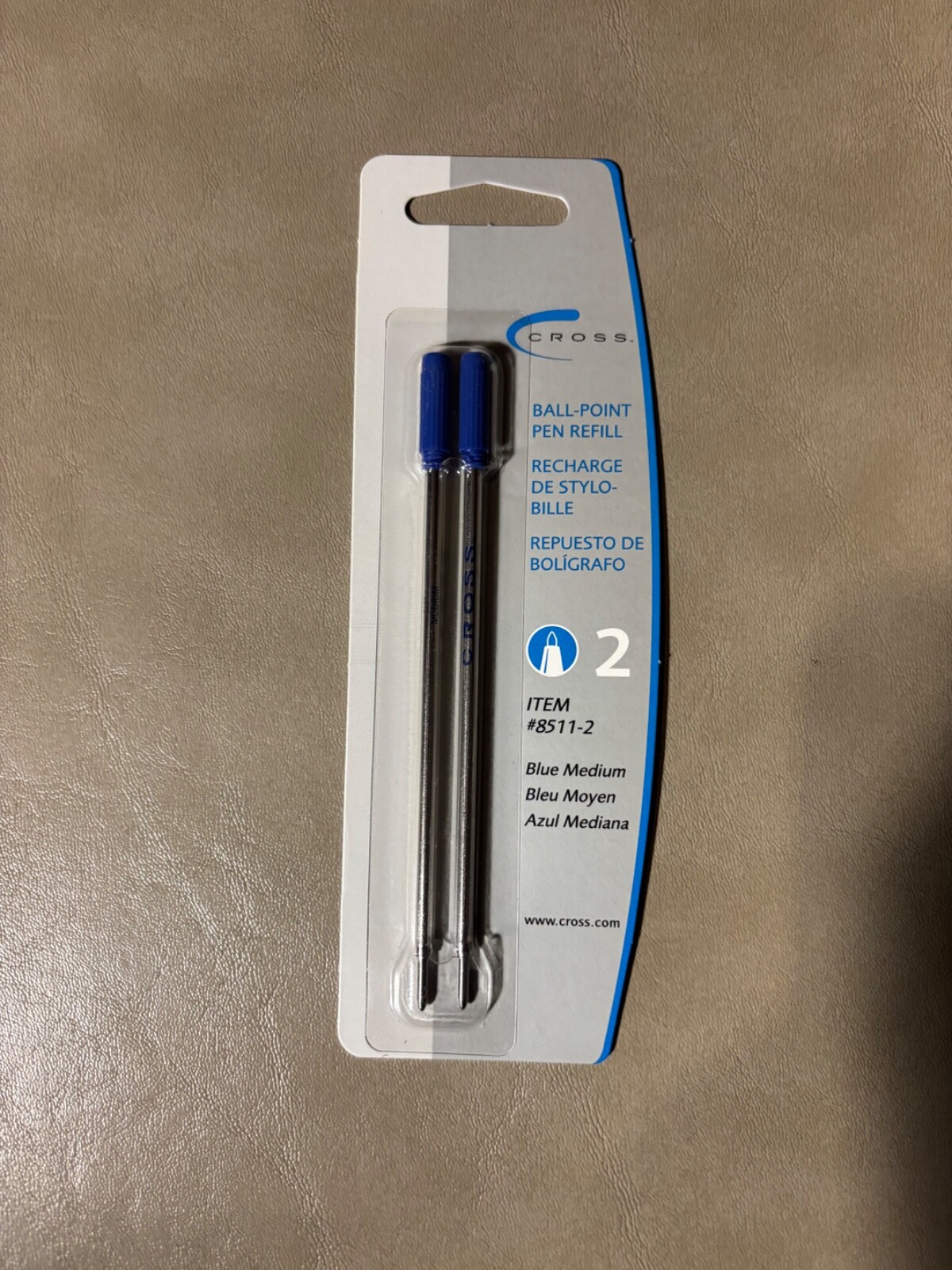 Cross Ball-Point Pen Refills BLUE, MEDIUM (2-Pack, 8511-2)