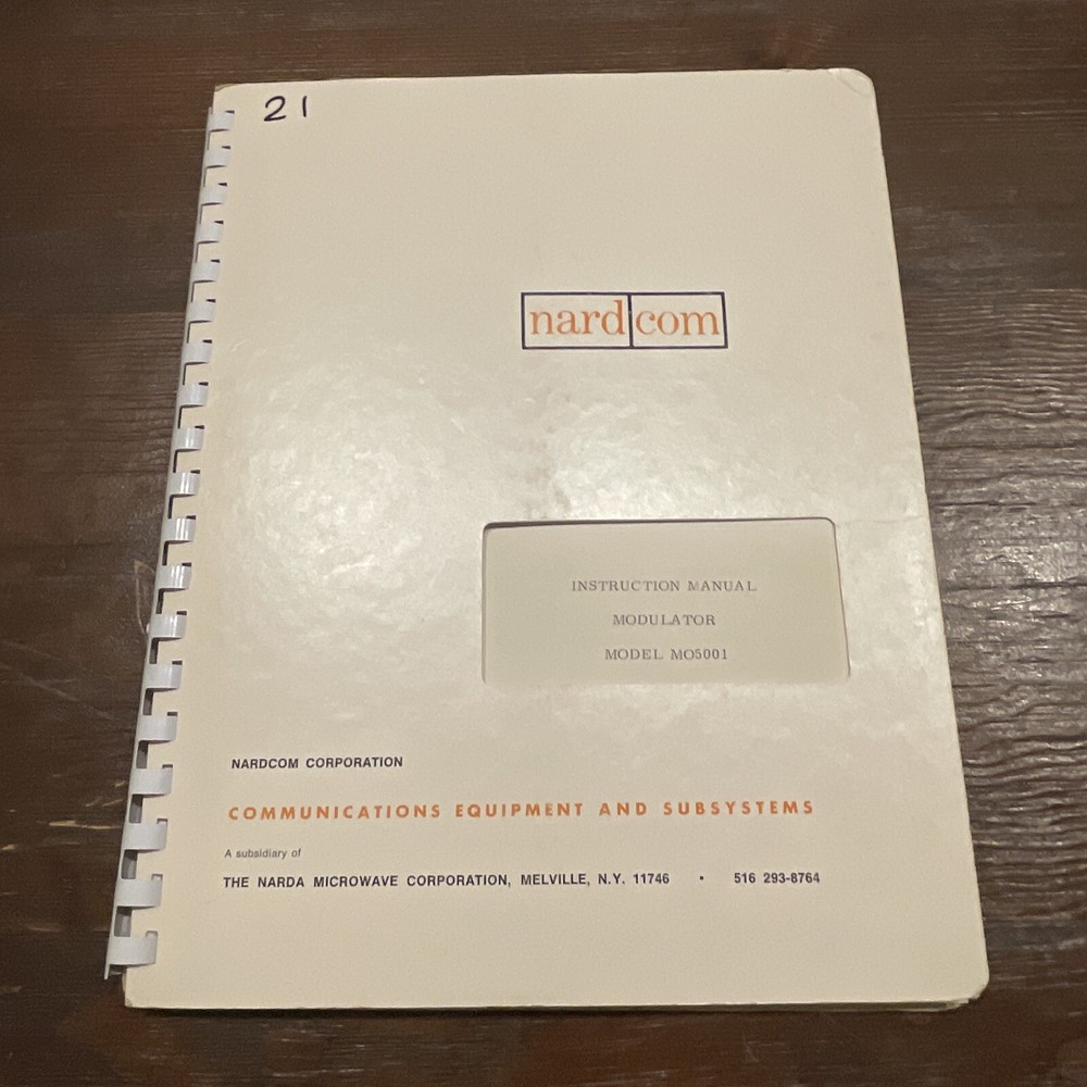Nardcom Model MO5001 Modulator Instruction Manual May 1971