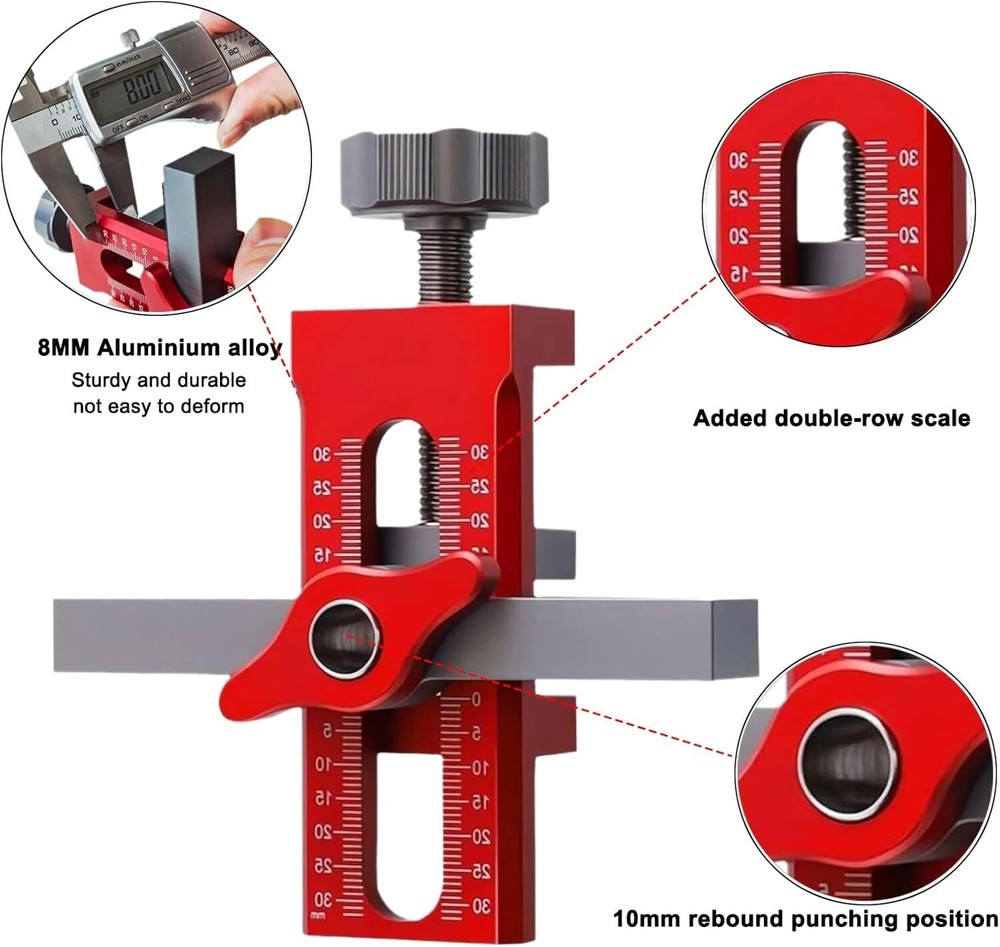 Cabinet Door Installation Jig, 2-In-1 Mounting Tool with Adjustable Positioner,