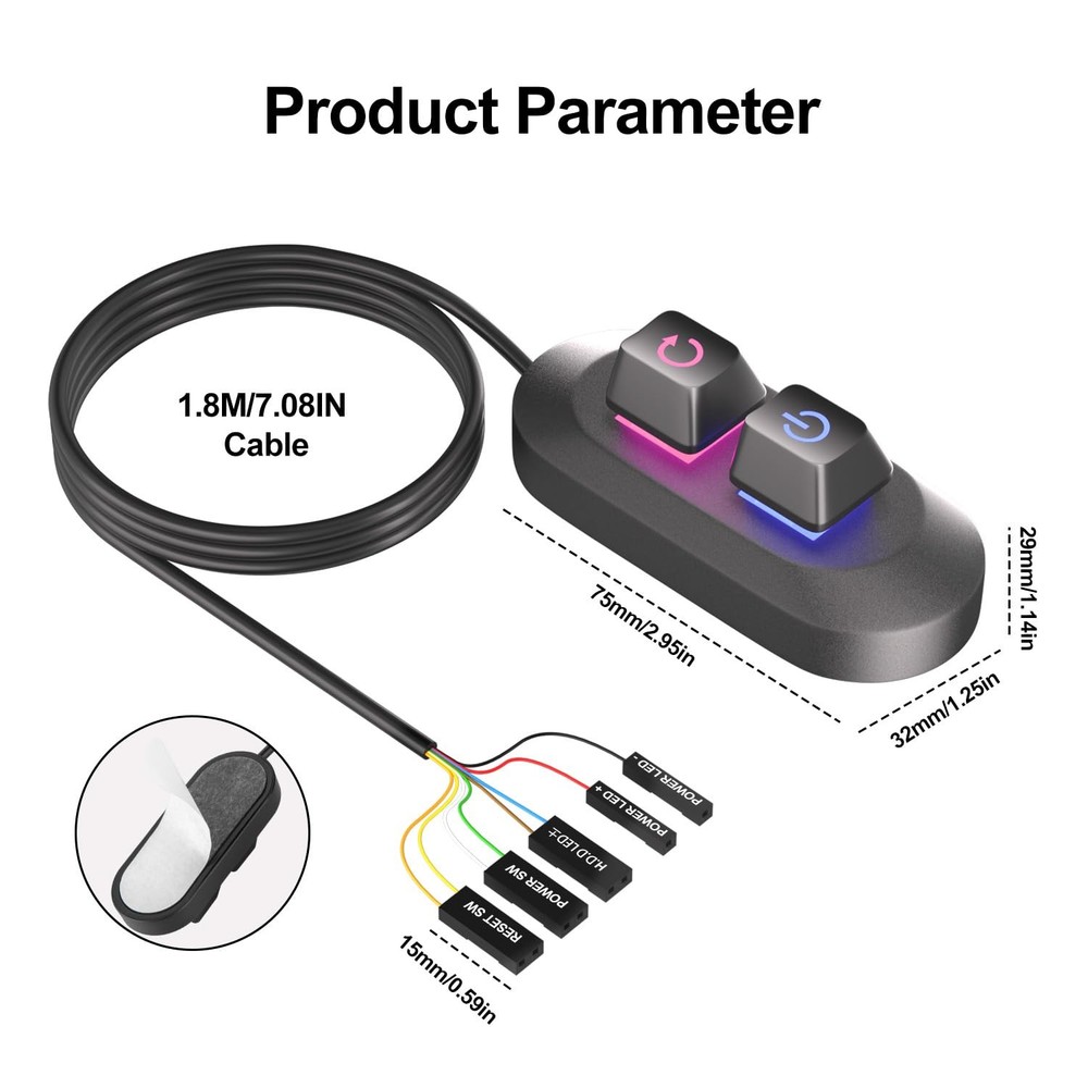 External PC Power Button with Mechanical Switch, 1.8m Cable for Motherboard