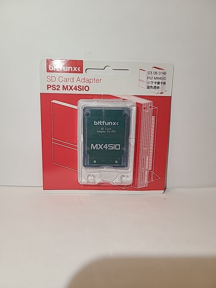 Bitfunx PS2 MX4SIO SD MicroSD Memory Card Adapter Clear Blue