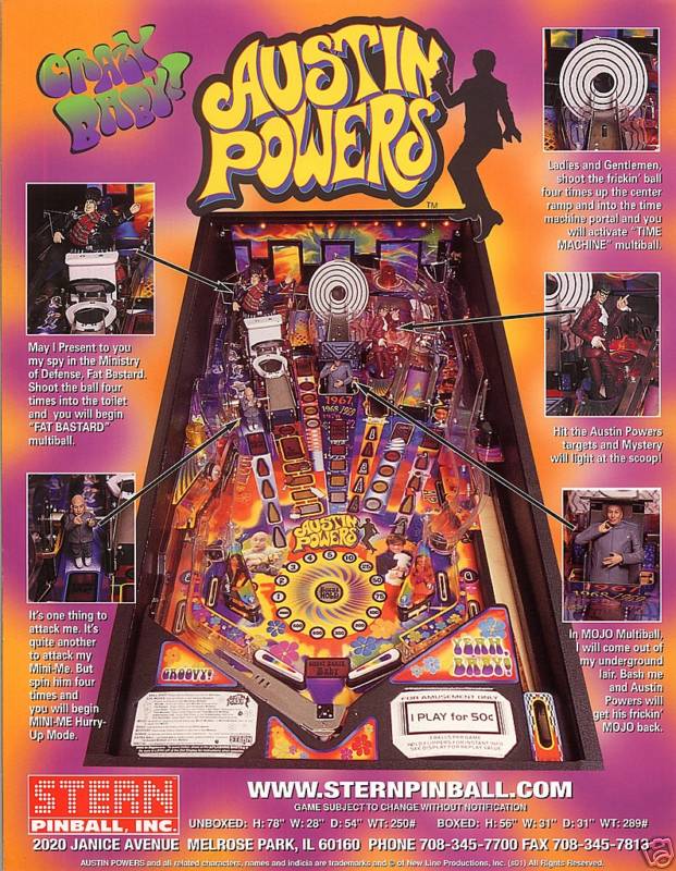 2001 STERN AUSTIN POWERS PINBALL FLYER