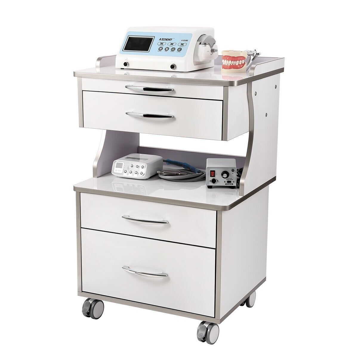 Medical Dental Mobile Cabinet Steel Material with Three Drawers instrument tray