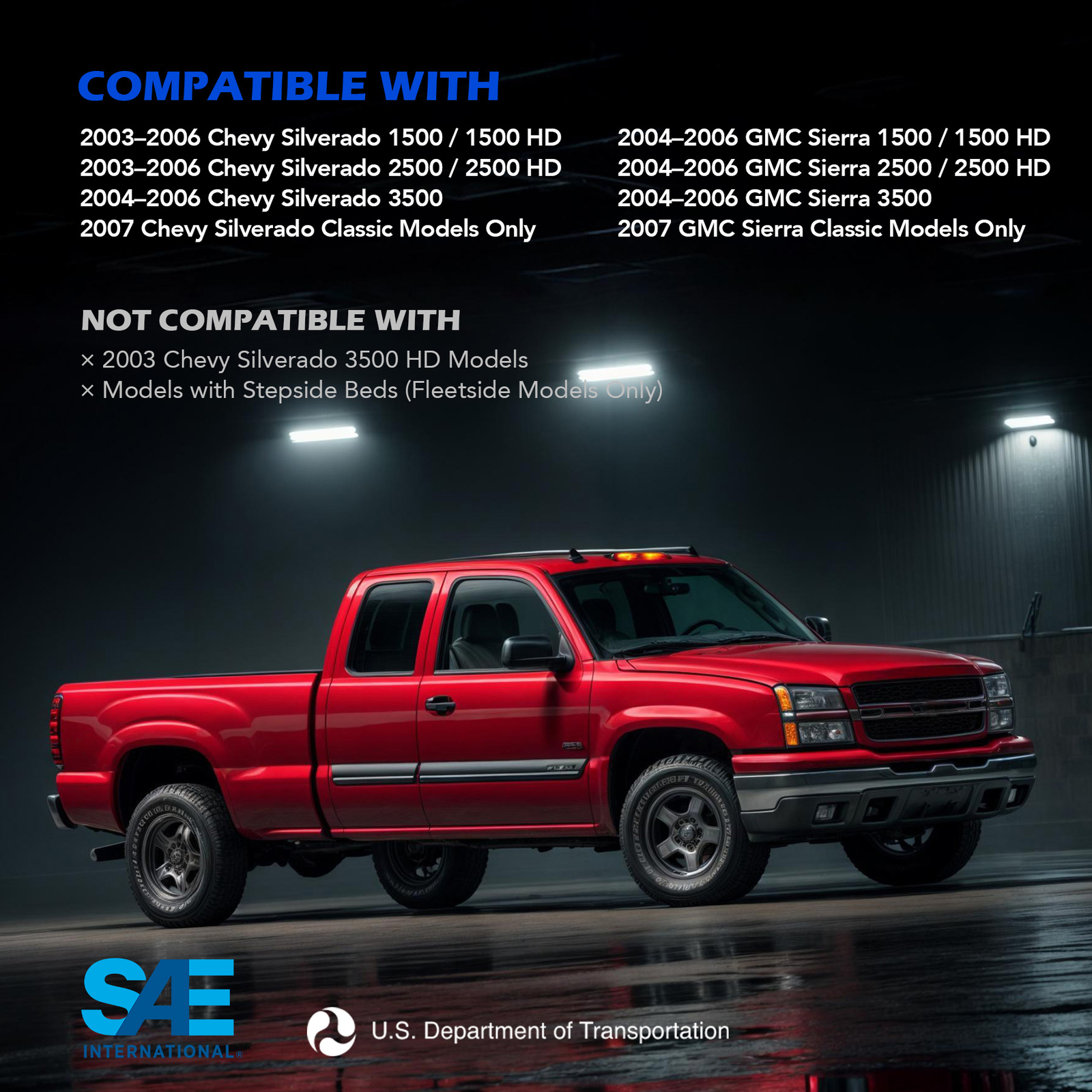 2003-2006 Chevy Silverado 1500 03-06 GMC Sierra Red LED Tail Lights Brake Lamps