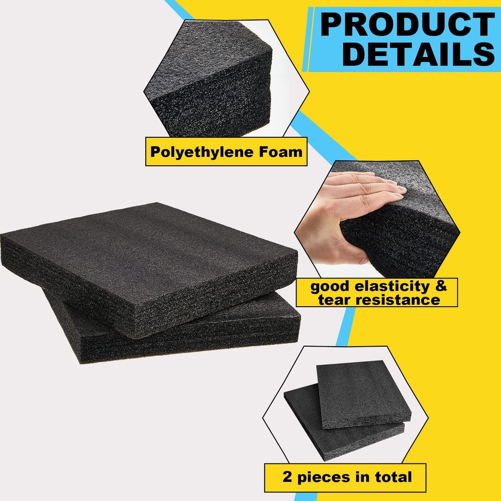 2 Pcs Customizable Polyethylene Foam Sheet 16 x 12 x 2 Thick Padding Cuttable...