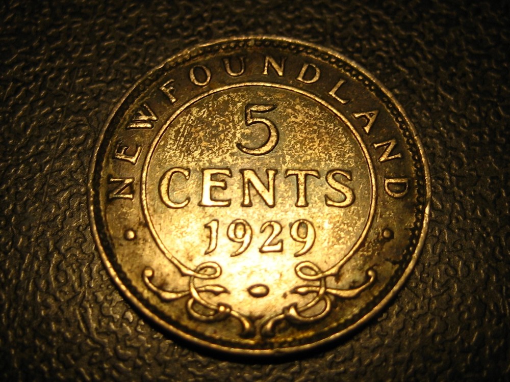 1929 New Foundland Five Cents Uncirculated