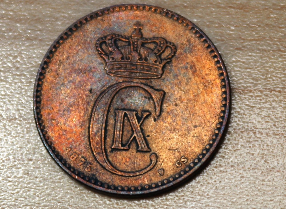 1875 Denmark 2 Ore Overdate?