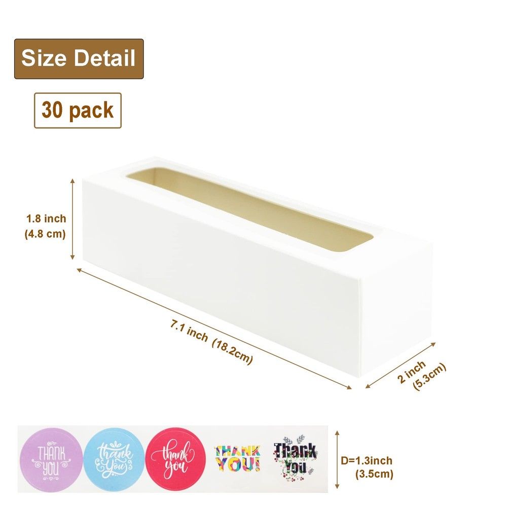 30 Pack Macaron Boxes with Window White Pastry Packaging Container for 6 Bake...