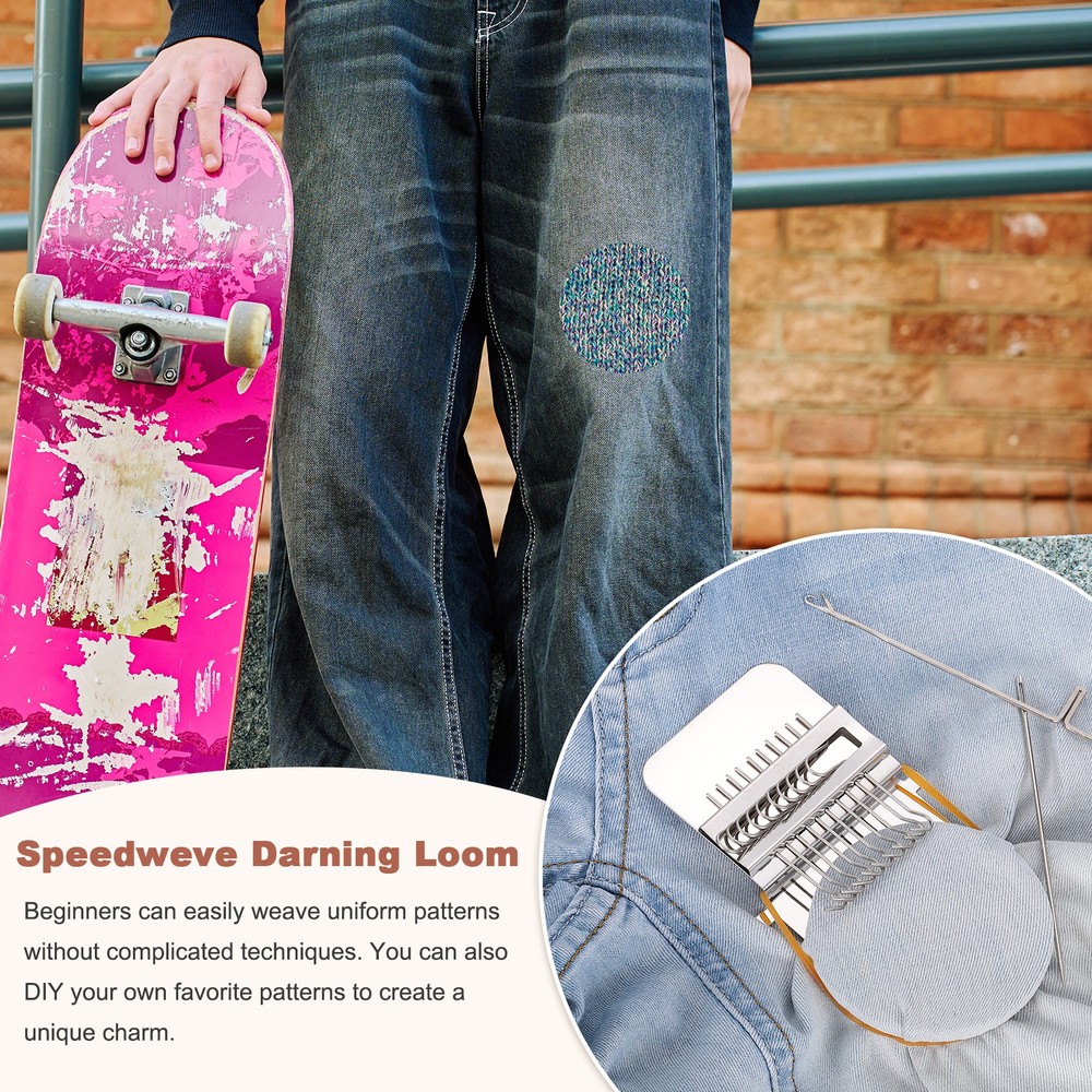 Speedweve Darning Loom, 21 Hooks Mini Weaving Knitting Machine with Buckle