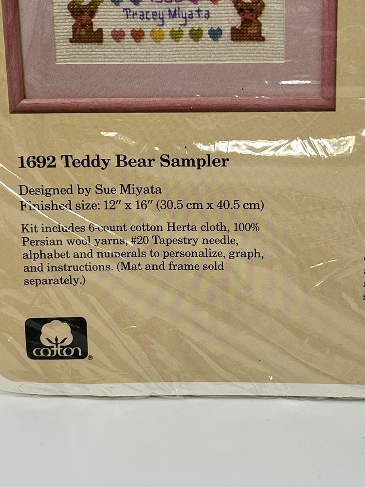 1988 The Creative Circle #1692 "Teddy Bear Sampler" 12"x16"