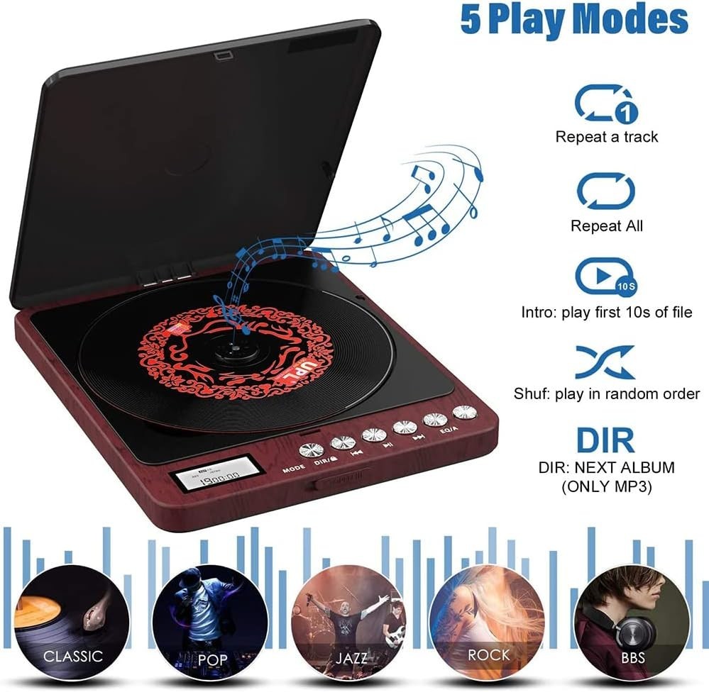 Versatile CD Player with Bluetooth, Anti-Skip Technology & Dual Audio Jacks